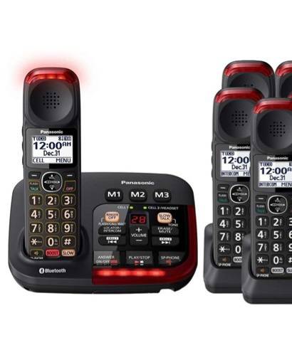 Panasonic KX-TGM430B Cordless Phone + 4 Additional KX-TGFA51 Handsets