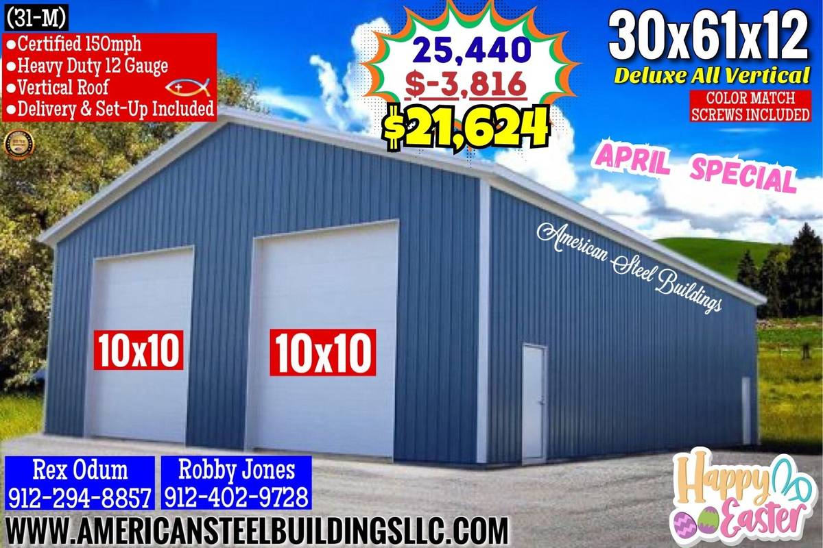 METAL BUILDINGS CARPORT RV COVER STEEL GARAGE UTILITY SHED POLE BARN