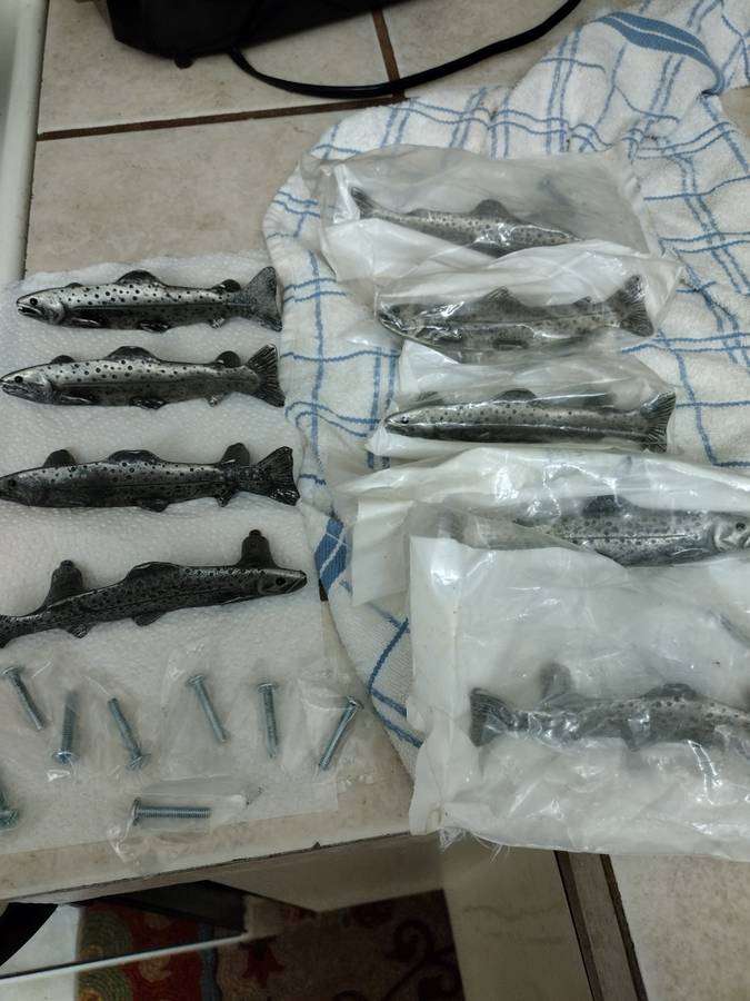 Pewter, long trout pull handles (8 ea.)