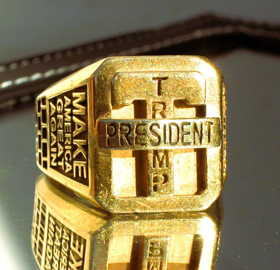 Rare Historical 2017 President Trump Solid 14K Gold Ring VINTAGE MAGA