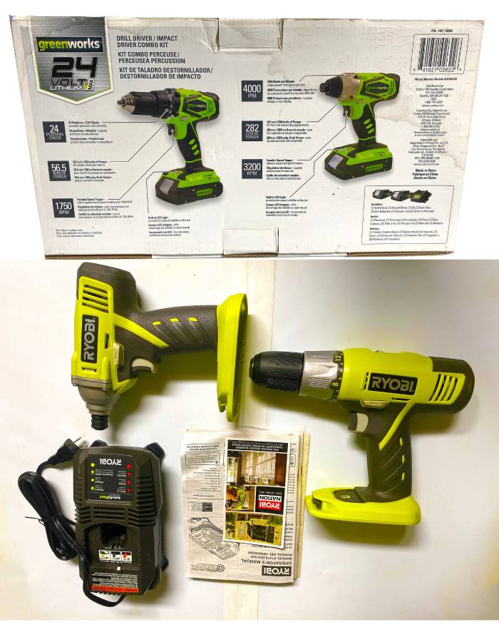 Brand New Greenworks Drill Driver + Impact Driver Combo Kit No Battery