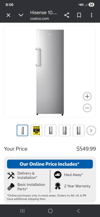 His ensemble 10.2 cu ft. Convertible upright freezer