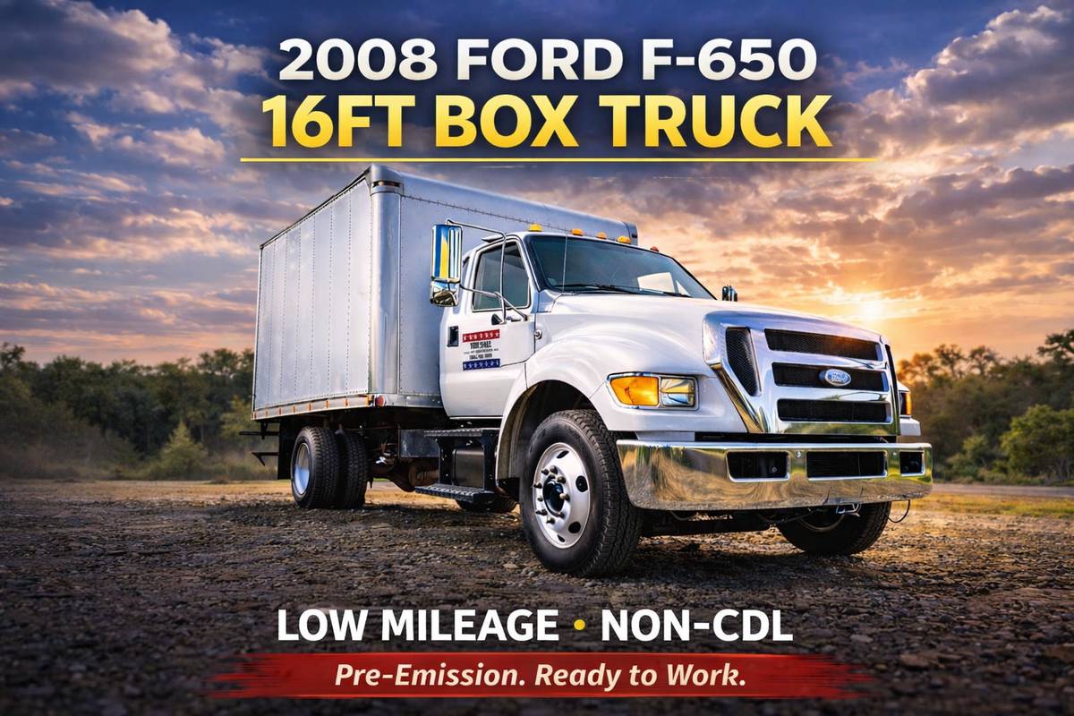 2008 Ford F-650 WHITE BOX TRUCK 7.2 CAT MOTOR NON CDL