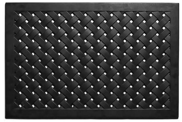 New HomeRoots Black 36" x 24" Rubber Non-Slip Indoor/Outdoor Door Mat