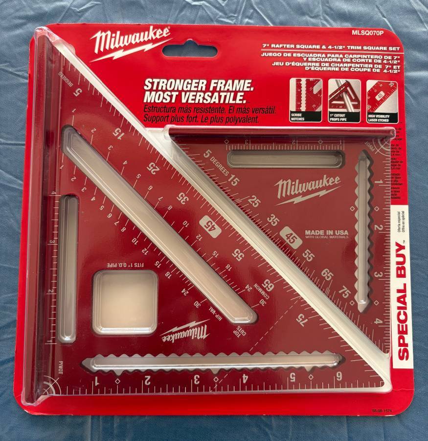 SAVE $14.94 + TAX- NEW - Milwaukee 2-Pack 7” & 4-1/2” Speed Square Set