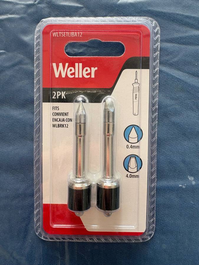 NEW - Weller 2-Pack 0.4mm & 4.0mm Soldering Iron Tips