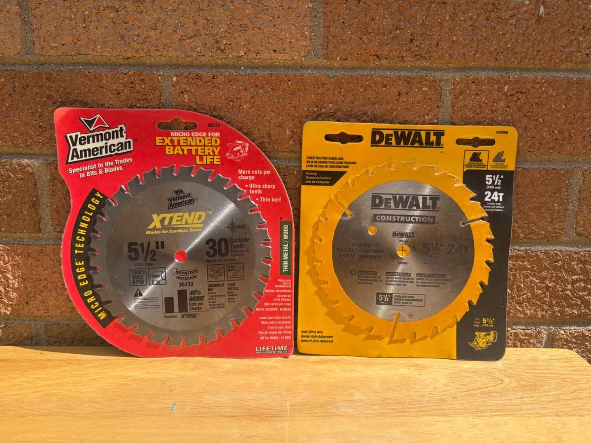 Qty 2) DEWALT DW9066 Vermont American 26133 5-1/2" Circular Saw Blade