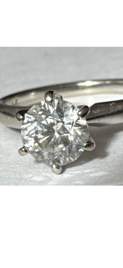 1 Carat Certified Diamond Engagement Ring. 14K Solid White Gold