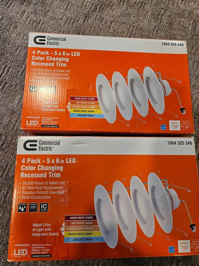 8 ea LED Recessed Light Fixtures Adjust Color CEC-T20