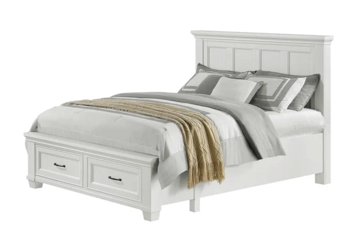 Brand New Queen Storage Bed, Costco, Rose Collection, White