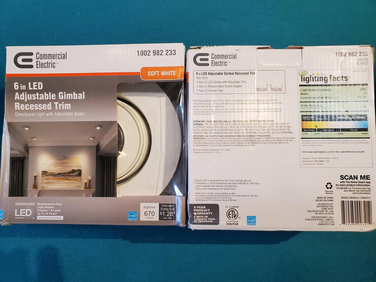 TWO Commercial Electric 6 in LED Lights Adjustable Direction and Beam